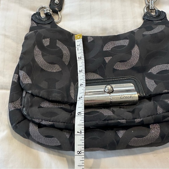 Coach Kristin Hobo Bag black jacquard fabric silver, charcoal signature pattern - Picture 5 of 12